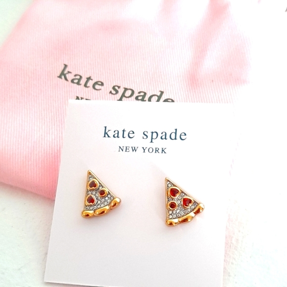 Kate Spade Pizza My Heart Stud Earrings Novelty Food Jewelry NWT NEW GIFT